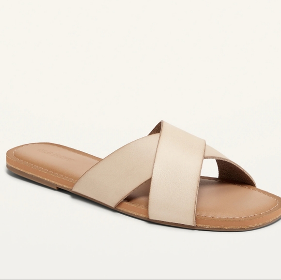 Old Navy Shoes - Faux-Leather Cross-Strap Sandals for Women - tan 7